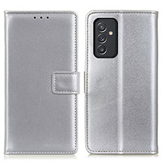 Samsung Galaxy A05s用手帳型 レザーケース スタンド カバー A08D サムスン シルバー