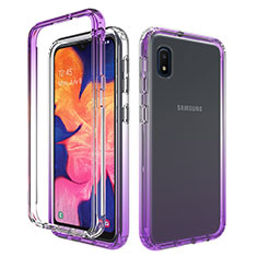 Samsung Galaxy A10e用前面と背面 360度 フルカバー 極薄ソフトケース シリコンケース 耐衝撃 全面保護 バンパー 勾配色 透明 サムスン パープル