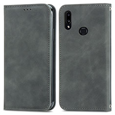 Samsung Galaxy A10s用手帳型 レザーケース スタンド カバー S04D サムスン グレー