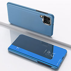 Samsung Galaxy A12 5G用手帳型 レザーケース スタンド 鏡面 カバー サムスン ネイビー