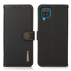 Samsung Galaxy A12 5G用手帳型 レザーケース スタンド カバー B02H サムスン ブラック