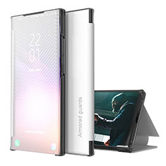 Samsung Galaxy A12 5G用手帳型 レザーケース スタンド カバー ZL1 サムスン シルバー