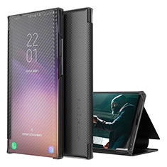 Samsung Galaxy A12 5G用手帳型 レザーケース スタンド カバー ZL1 サムスン ブラック