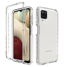 Samsung Galaxy A12 5G用前面と背面 360度 フルカバー 極薄ソフトケース シリコンケース 耐衝撃 全面保護 バンパー 勾配色 透明 JX1 サムスン クリア