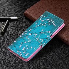 Samsung Galaxy A12 5G用手帳型 レザーケース スタンド カバー L03 サムスン ブルー
