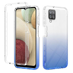 Samsung Galaxy A12 5G用前面と背面 360度 フルカバー 極薄ソフトケース シリコンケース 耐衝撃 全面保護 バンパー 勾配色 透明 YB2 サムスン ネイビー