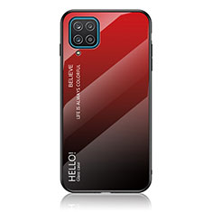 Samsung Galaxy A12 5G用ハイブリットバンパーケース プラスチック 鏡面 虹 グラデーション 勾配色 カバー LS1 サムスン レッド