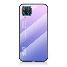 Samsung Galaxy A12 5G用ハイブリットバンパーケース プラスチック 鏡面 虹 グラデーション 勾配色 カバー LS1 サムスン ラベンダー