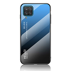 Samsung Galaxy A12 5G用ハイブリットバンパーケース プラスチック 鏡面 虹 グラデーション 勾配色 カバー LS1 サムスン ネイビー