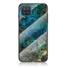 Samsung Galaxy A12 5G用ハイブリットバンパーケース プラスチック パターン 鏡面 カバー サムスン ネイビー