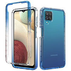 Samsung Galaxy A12 5G用前面と背面 360度 フルカバー 極薄ソフトケース シリコンケース 耐衝撃 全面保護 バンパー 勾配色 透明 サムスン ネイビー