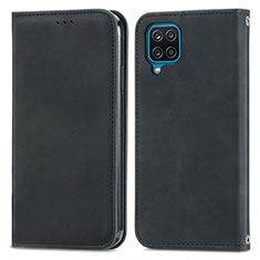 Samsung Galaxy A12用手帳型 レザーケース スタンド カバー S04D サムスン ブラック