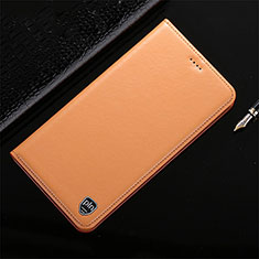 Samsung Galaxy A12用手帳型 レザーケース スタンド カバー H21P サムスン オレンジ