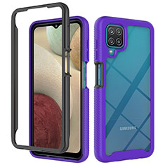 Samsung Galaxy A12用360度 フルカバー ハイブリットバンパーケース クリア透明 プラスチック カバー JX2 サムスン パープル