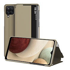 Samsung Galaxy A12用手帳型 レザーケース スタンド カバー ZL2 サムスン ゴールド