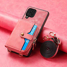 Samsung Galaxy A12用シリコンケース ソフトタッチラバー レザー柄 カバー SD1 サムスン ピンク