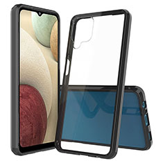 Samsung Galaxy A12 Nacho用360度 フルカバー ハイブリットバンパーケース クリア透明 プラスチック カバー ZJ5 サムスン ブラック