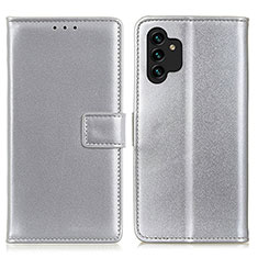 Samsung Galaxy A13 4G用手帳型 レザーケース スタンド カバー A08D サムスン シルバー