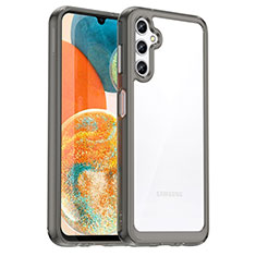 Samsung Galaxy A14 4G用ハイブリットバンパーケース クリア透明 プラスチック カバー J01S サムスン グレー