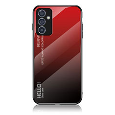 Samsung Galaxy A15 4G用ハイブリットバンパーケース プラスチック 鏡面 虹 グラデーション 勾配色 カバー LS1 サムスン レッド