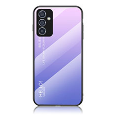 Samsung Galaxy A15 4G用ハイブリットバンパーケース プラスチック 鏡面 虹 グラデーション 勾配色 カバー LS1 サムスン ラベンダー