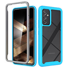 Samsung Galaxy A15 4G用360度 フルカバー ハイブリットバンパーケース クリア透明 プラスチック カバー ZJ4 サムスン ブルー