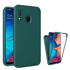 Samsung Galaxy A20用360度 フルカバー ハイブリットバンパーケース クリア透明 プラスチック カバー MJ1 サムスン グリーン