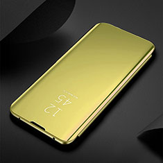 Samsung Galaxy A22 4G用手帳型 レザーケース スタンド 鏡面 カバー L01 サムスン ゴールド