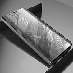 Samsung Galaxy A22 4G用手帳型 レザーケース スタンド 鏡面 カバー L04 サムスン シルバー