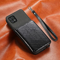 Samsung Galaxy A22 5G用極薄ソフトケース シリコンケース 耐衝撃 全面保護 マグネット式 バンパー S07D サムスン ブラック