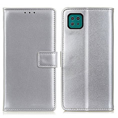 Samsung Galaxy A22 5G用手帳型 レザーケース スタンド カバー A08D サムスン シルバー