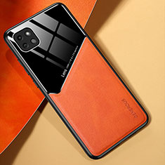 Samsung Galaxy A22 5G用シリコンケース ソフトタッチラバー レザー柄 アンドマグネット式 サムスン オレンジ