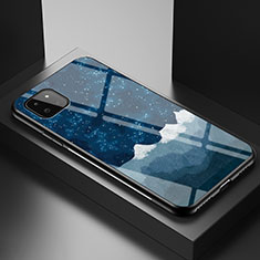 Samsung Galaxy A22s 5G用ハイブリットバンパーケース プラスチック パターン 鏡面 カバー LS1 サムスン ネイビー