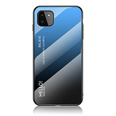 Samsung Galaxy A22s 5G用ハイブリットバンパーケース プラスチック 鏡面 虹 グラデーション 勾配色 カバー LS1 サムスン ネイビー