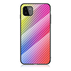 Samsung Galaxy A22s 5G用ハイブリットバンパーケース プラスチック 鏡面 虹 グラデーション 勾配色 カバー LS2 サムスン ピンク