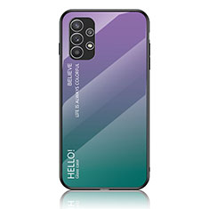 Samsung Galaxy A23 4G用ハイブリットバンパーケース プラスチック 鏡面 虹 グラデーション 勾配色 カバー LS1 サムスン マルチカラー