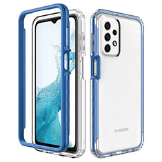 Samsung Galaxy A23 4G用360度 フルカバー ハイブリットバンパーケース クリア透明 プラスチック カバー JX2 サムスン ネイビー