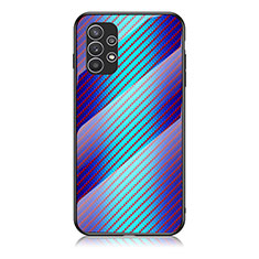 Samsung Galaxy A23 4G用ハイブリットバンパーケース プラスチック 鏡面 虹 グラデーション 勾配色 カバー LS2 サムスン ネイビー