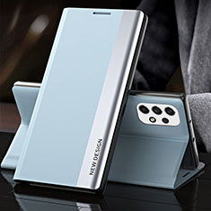 Samsung Galaxy A23 5G用手帳型 レザーケース スタンド カバー QH2 サムスン ブルー