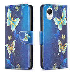 Samsung Galaxy A23e 5G用手帳型 レザーケース スタンド パターン カバー B03F サムスン ブルー