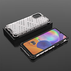 Samsung Galaxy A31用360度 フルカバー ハイブリットバンパーケース クリア透明 プラスチック カバー AM2 サムスン ホワイト