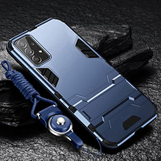 Samsung Galaxy A32 4G用ハイブリットバンパーケース スタンド プラスチック 兼シリコーン カバー R01 サムスン ネイビー