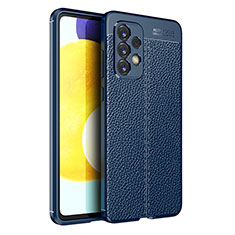 Samsung Galaxy A33 5G用シリコンケース ソフトタッチラバー レザー柄 カバー サムスン ネイビー