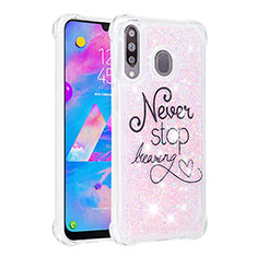 Samsung Galaxy A40s用シリコンケース ソフトタッチラバー ブリンブリン カバー S01 サムスン ピンク