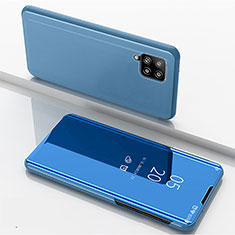 Samsung Galaxy A42 5G用手帳型 レザーケース スタンド 鏡面 カバー ZL1 サムスン ネイビー