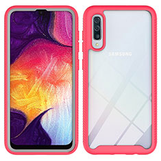 Samsung Galaxy A50S用360度 フルカバー ハイブリットバンパーケース クリア透明 プラスチック カバー ZJ1 サムスン ローズレッド