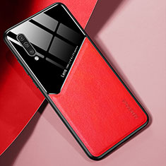 Samsung Galaxy A50S用シリコンケース ソフトタッチラバー レザー柄 アンドマグネット式 サムスン レッド