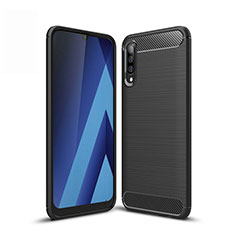Samsung Galaxy A50S用シリコンケース ソフトタッチラバー ライン カバー サムスン ブラック
