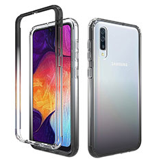 Samsung Galaxy A50S用前面と背面 360度 フルカバー 極薄ソフトケース シリコンケース 耐衝撃 全面保護 バンパー 勾配色 透明 サムスン ダークグレー