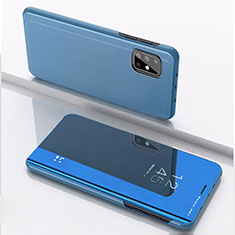 Samsung Galaxy A51 5G用手帳型 レザーケース スタンド 鏡面 カバー ZL1 サムスン ネイビー